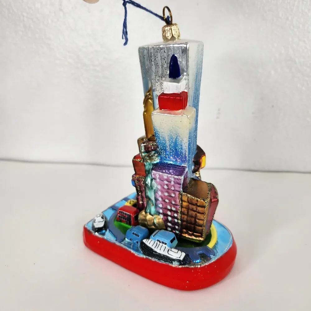 Joy to the Word Limited Edition Twin Towers Christmas Glass Ornament Hand Made